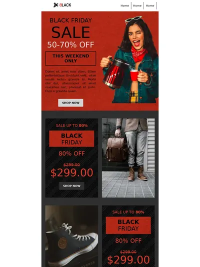 Black Friday webshop sale promotional email template