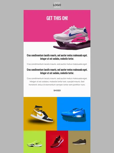 Ecommerce shoes product promotional email template